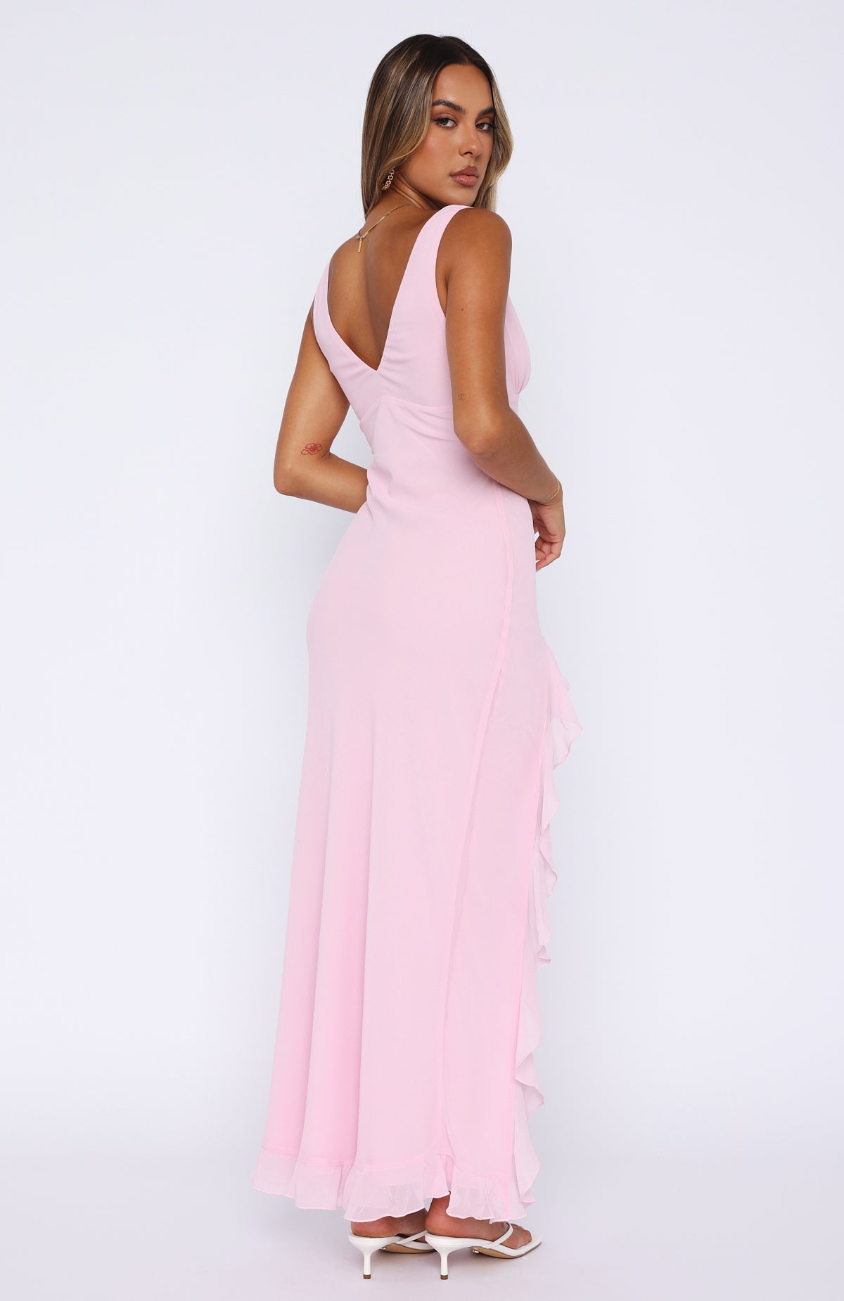 Olyne | Langes Kleid mit V-Ausschnitt