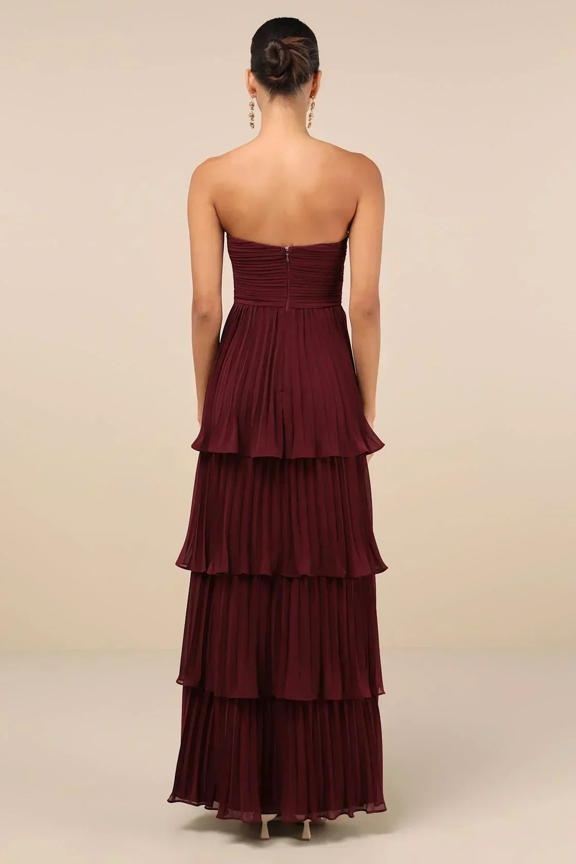 Melia | Trägerloses langes Kleid mit Rüschen