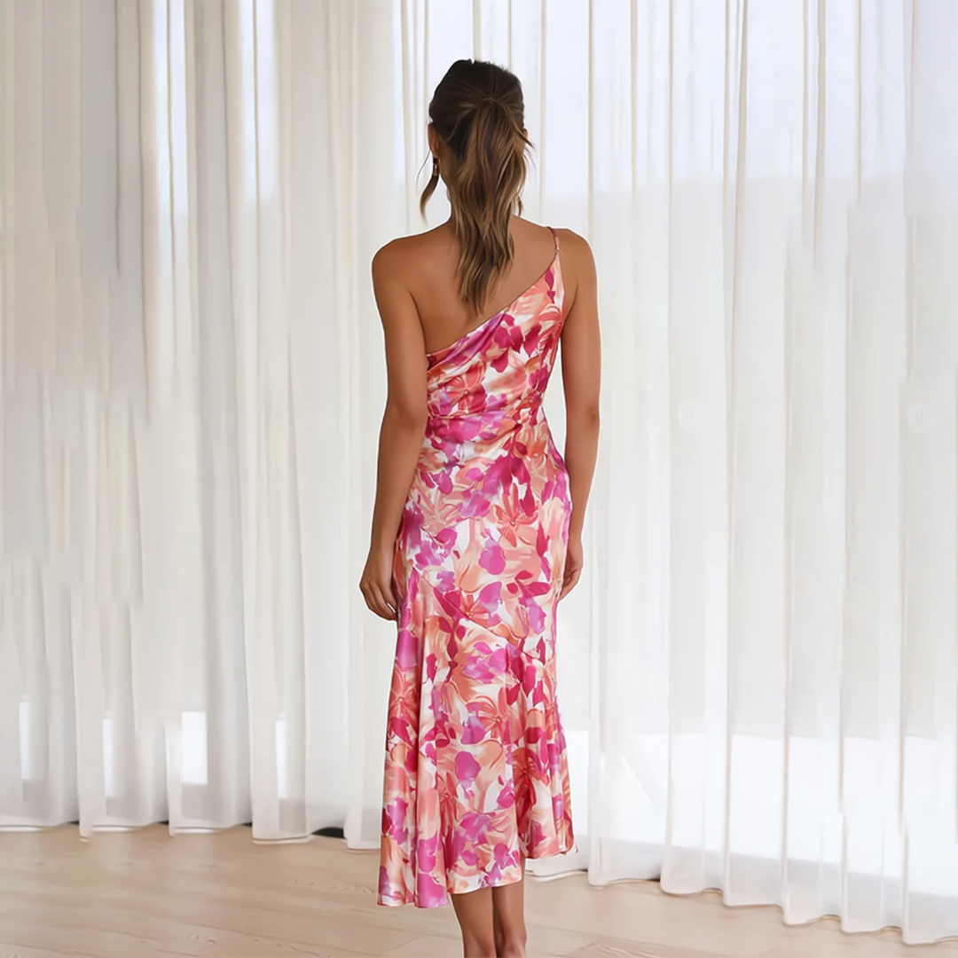 Mia - Schulter Plissiertes Blumenkleid