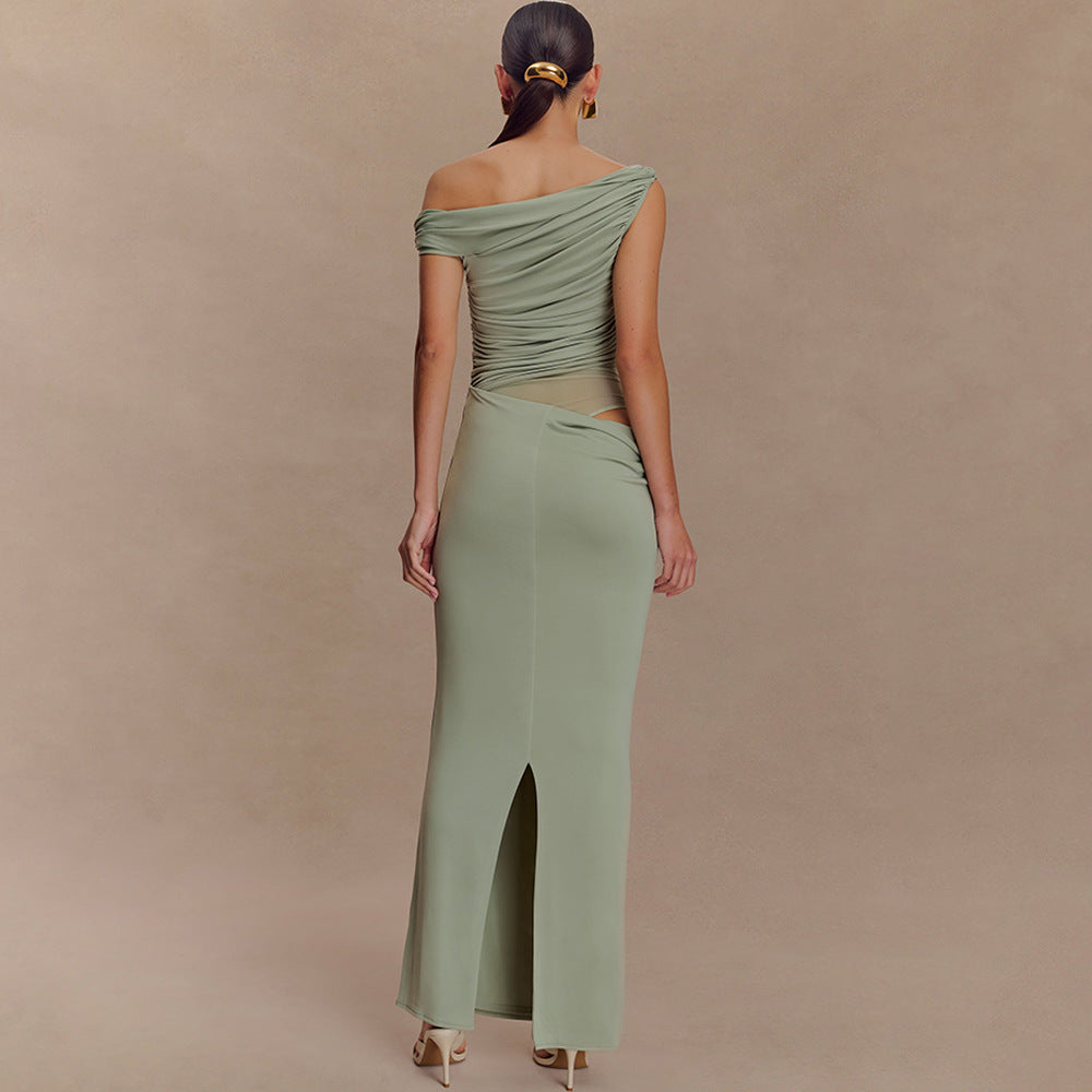 Nyella – Damen Drapiertes Asymmetrisches Sommerkleid Maxi