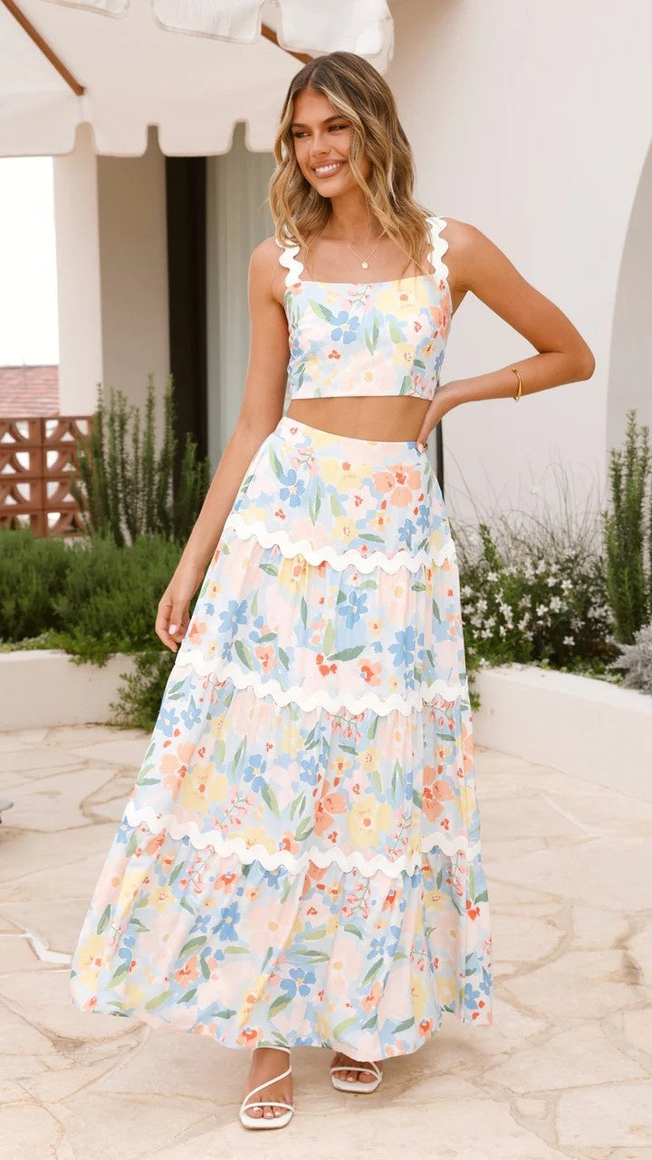 Mira - Damen Twin Set mit Blumenmuster
