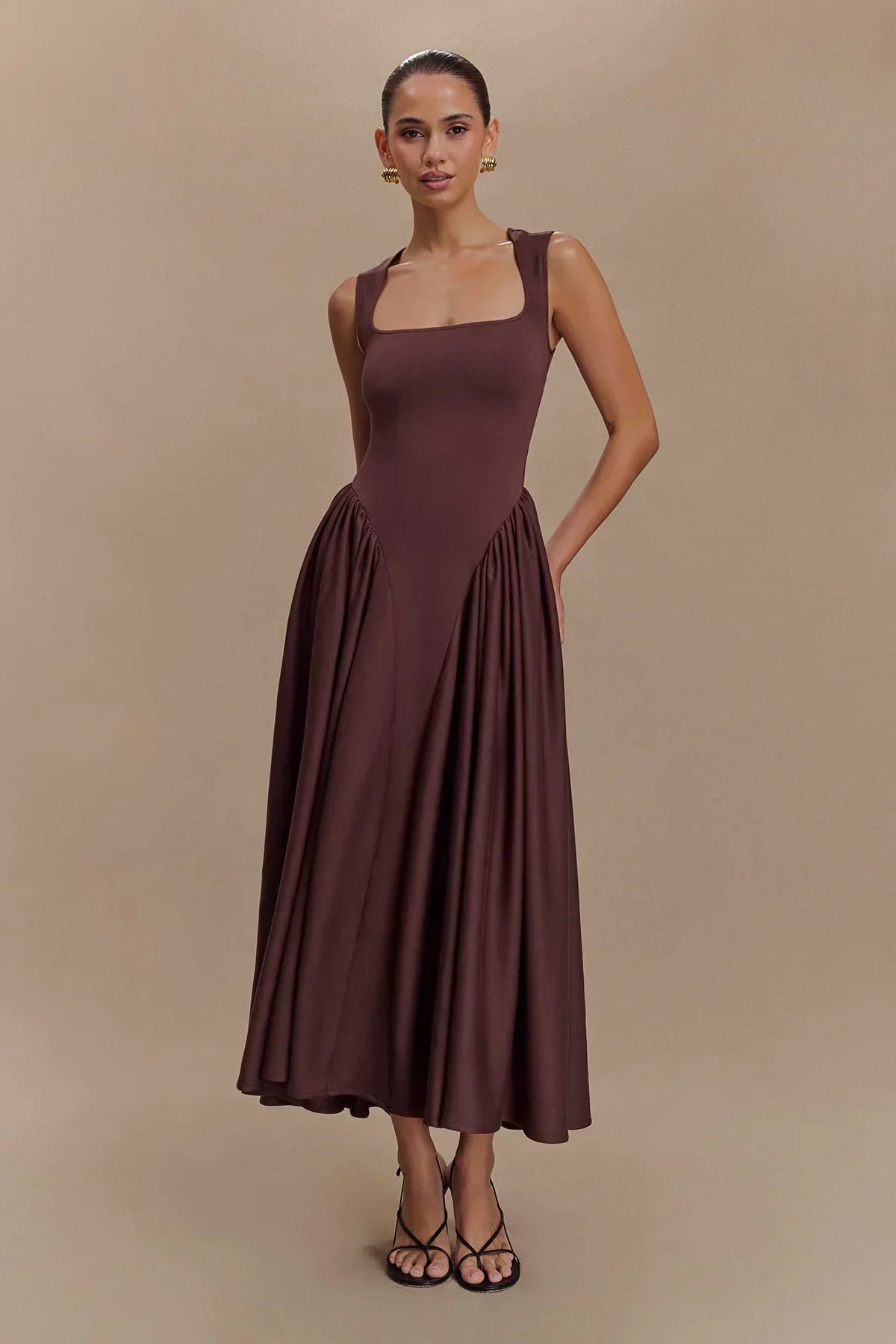 Ivana | Ärmelloses fließendes Midi-Kleid
