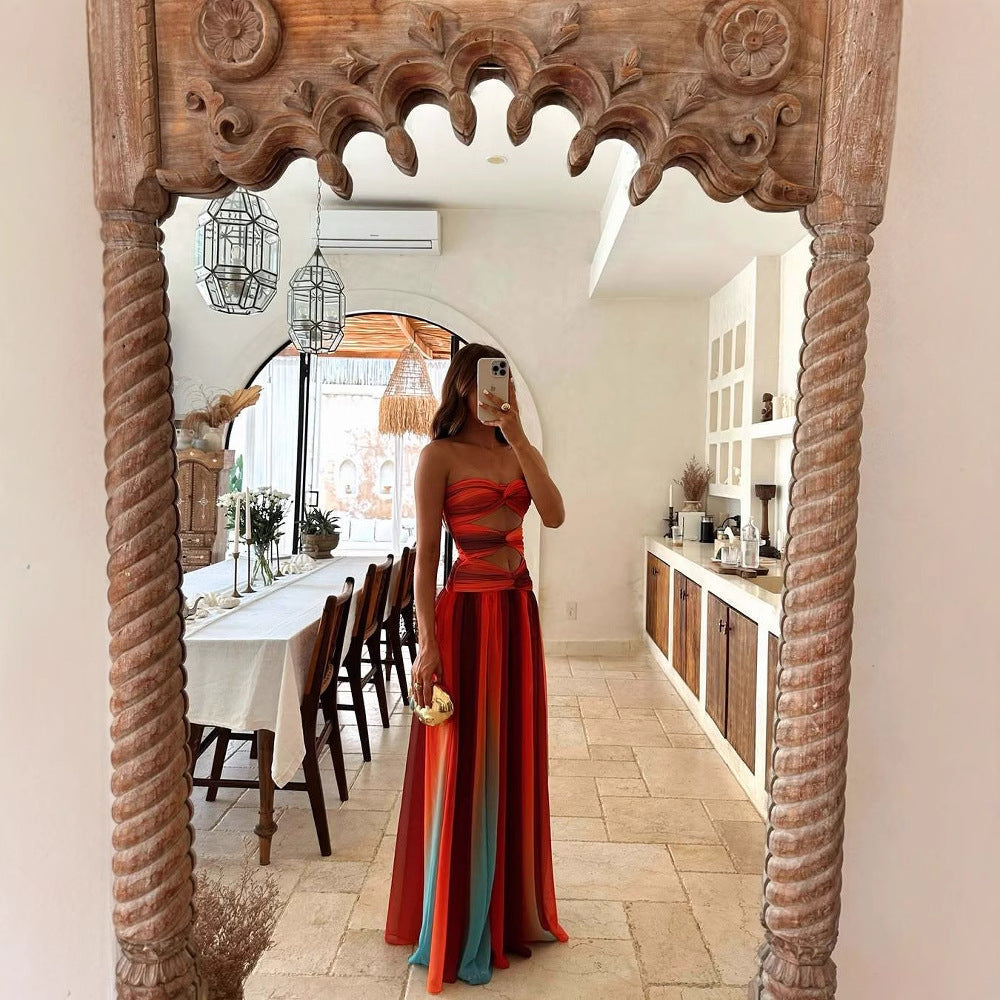 Maeya - Damen Sommerkleid Mit Trägern Maxi