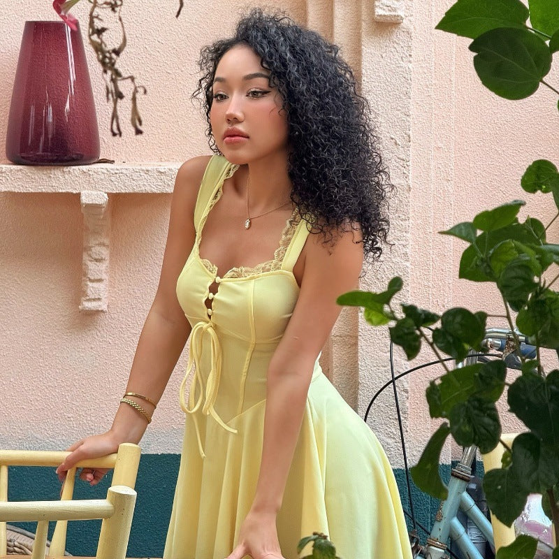 Ylva – Damen Ärmelloses Kleid mit Quadratischem Ausschnitt Mini