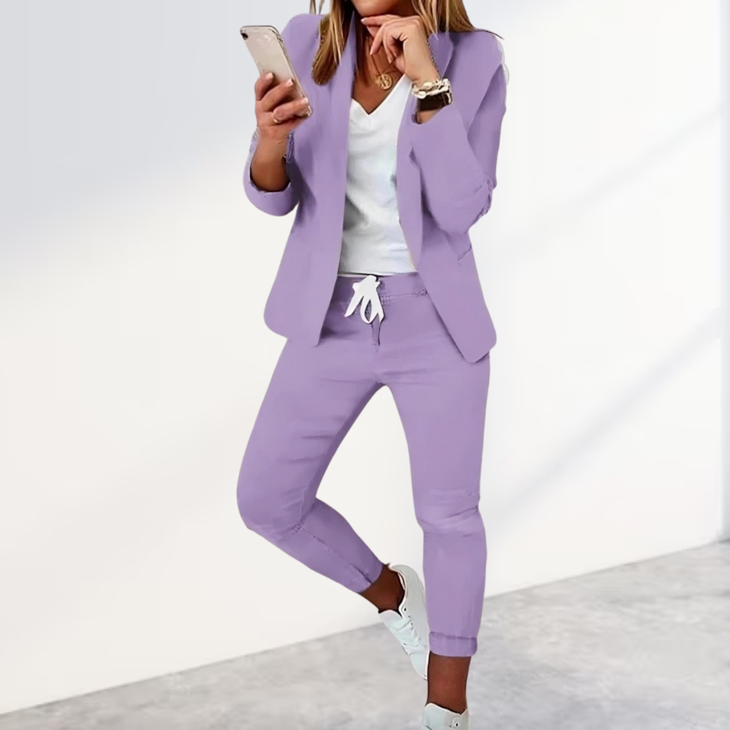 Damen Stylisches Blazer und Hosen-Set Slim fit