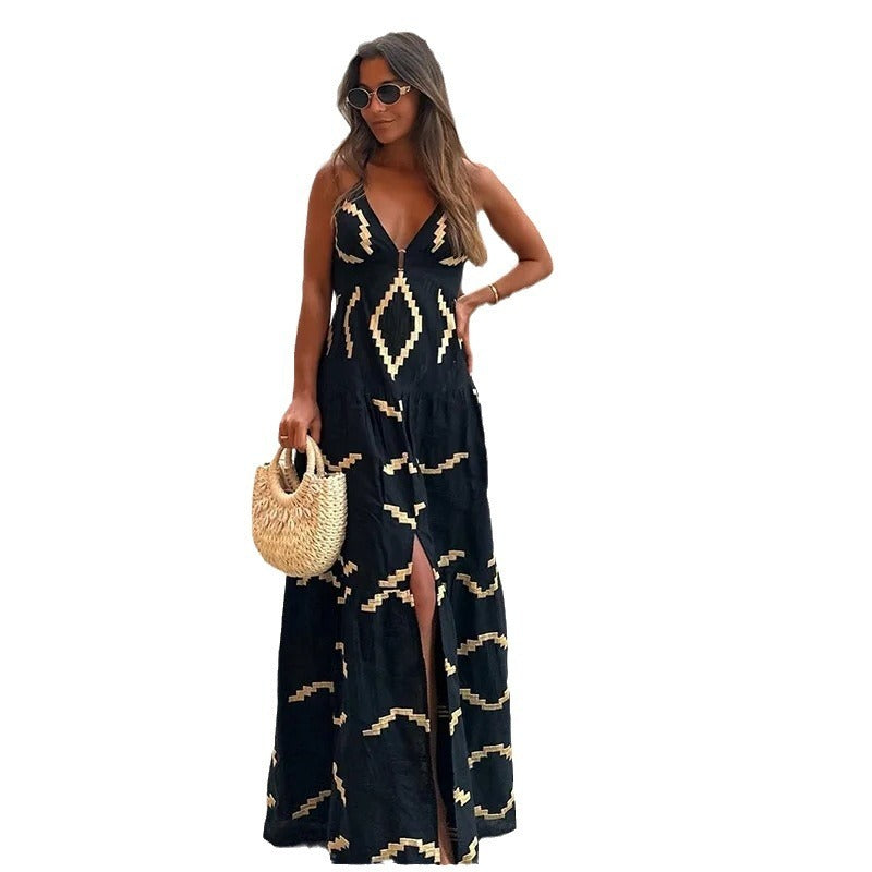 Alodia | Trägerloses Langes Neckholder-Kleid