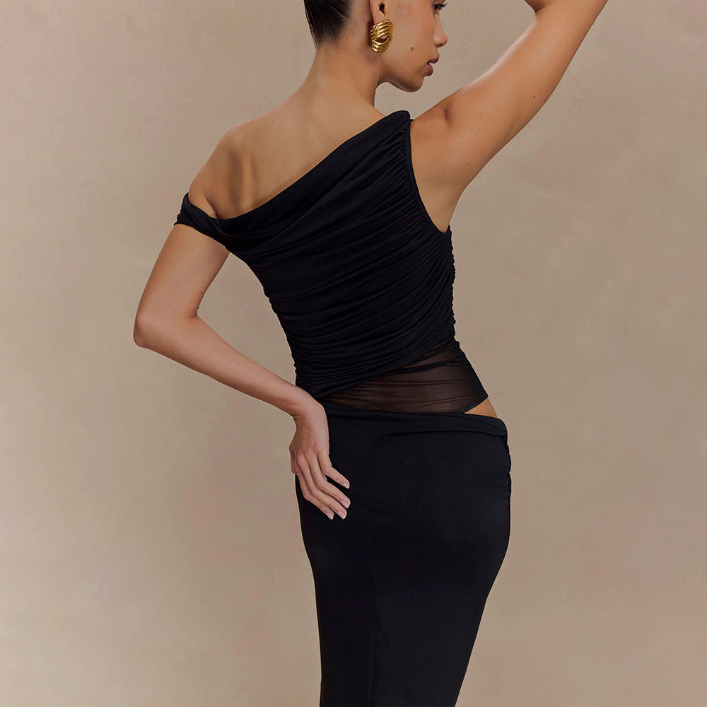 Nyella – Damen Drapiertes Asymmetrisches Sommerkleid Maxi