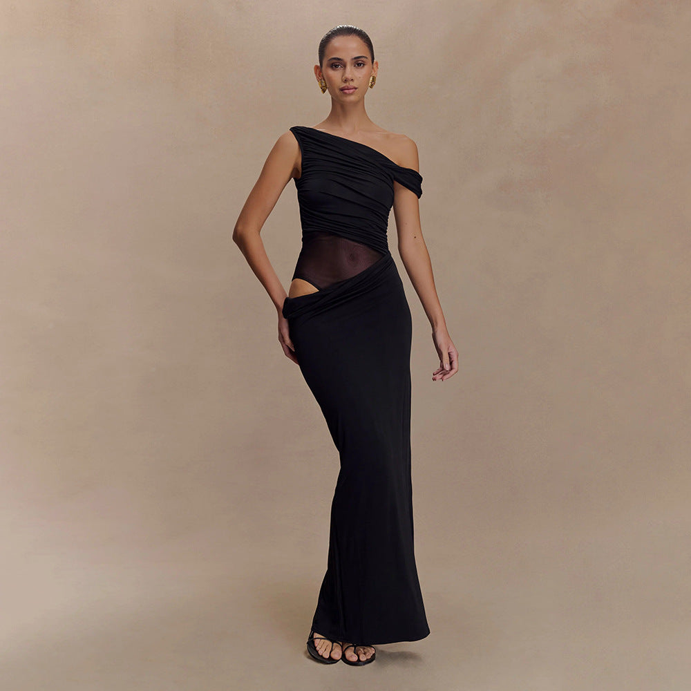 Nyella – Damen Drapiertes Asymmetrisches Sommerkleid Maxi