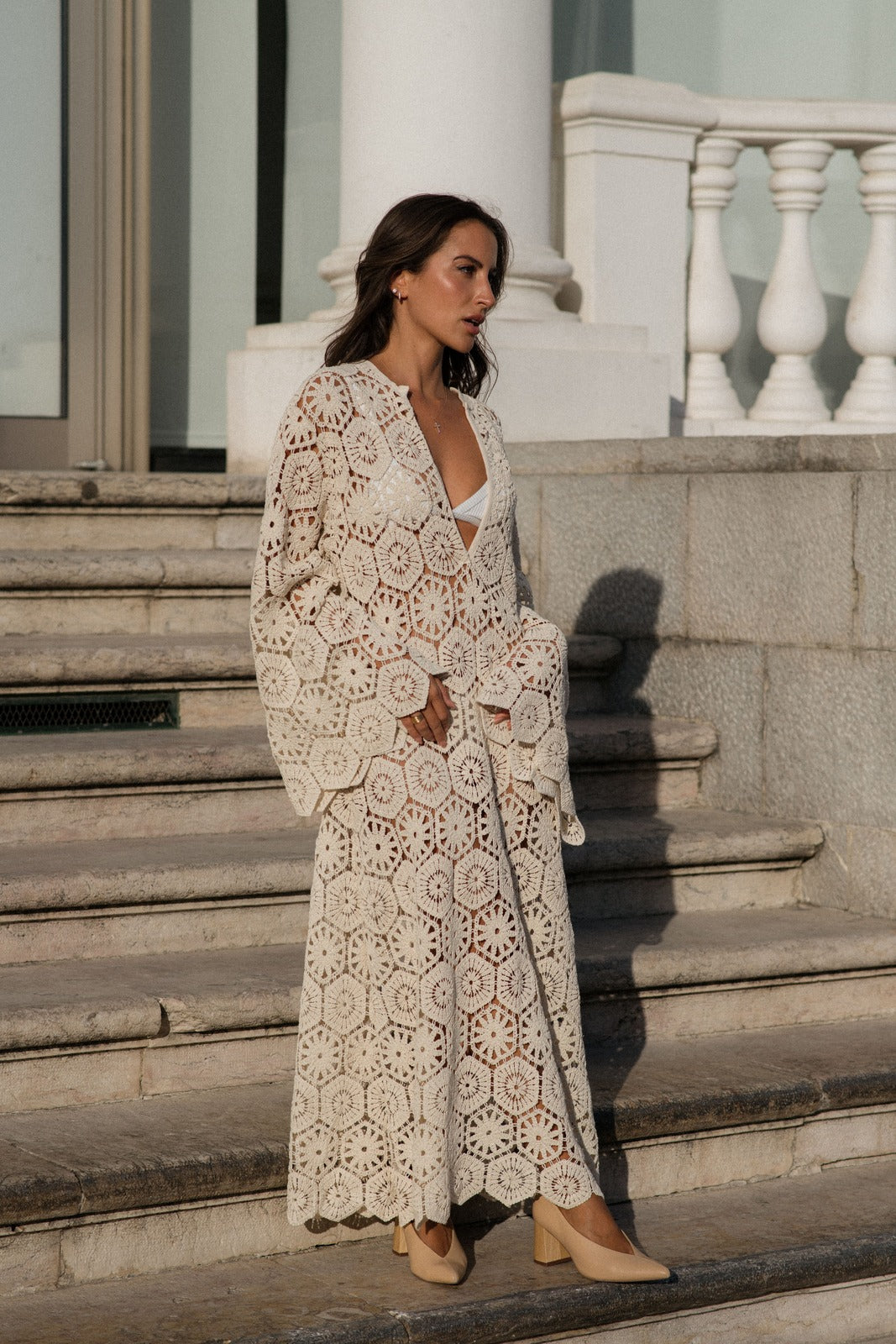 Zayra - Damen Langärmeliges Bestickung Kleid Maxi