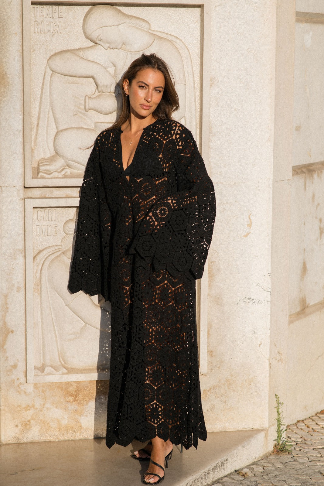 Zayra - Damen Langärmeliges Bestickung Kleid Maxi