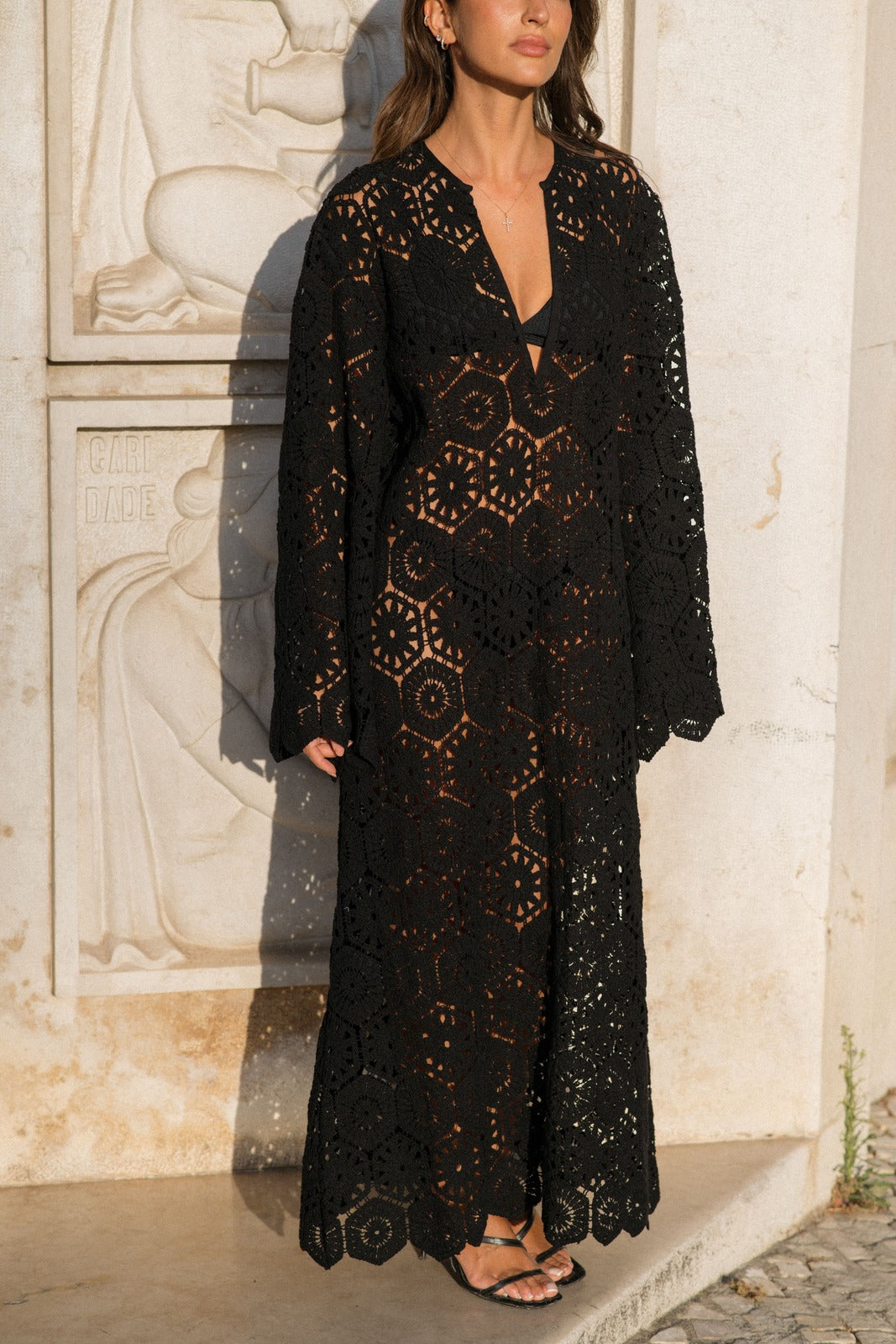 Zayra - Damen Langärmeliges Bestickung Kleid Maxi