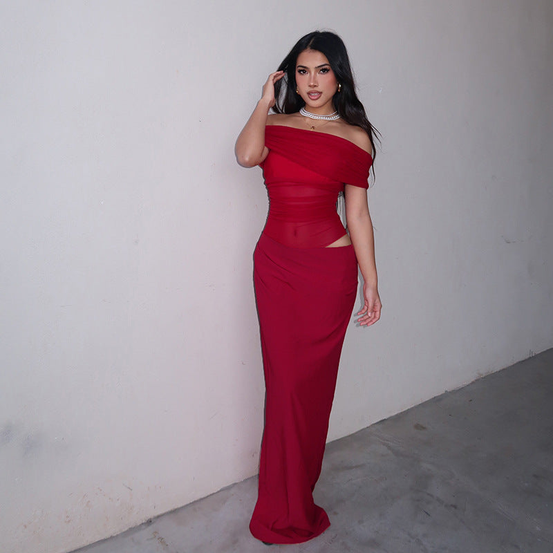 Bella | Langes Kleid aus Spitze Asymmetrisch