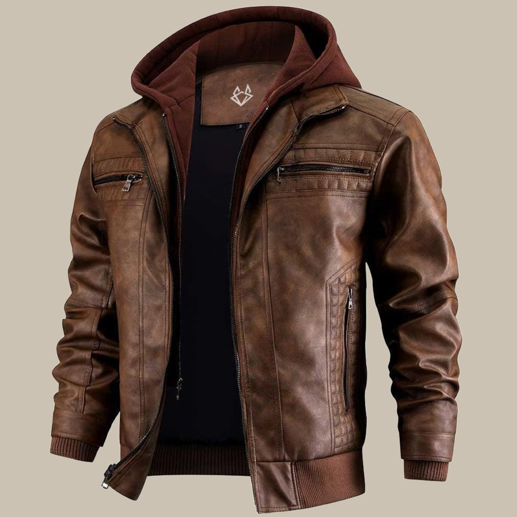 Herren Hochwertige Jacke mit Kapuze Reißverschluss