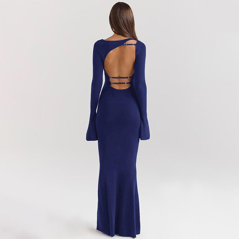 Sasha | Eng anliegendes langes Kleid mit entblößtem Rücken