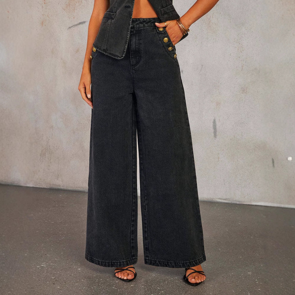 Keira | Set aus Jeansweste und weiter Hose