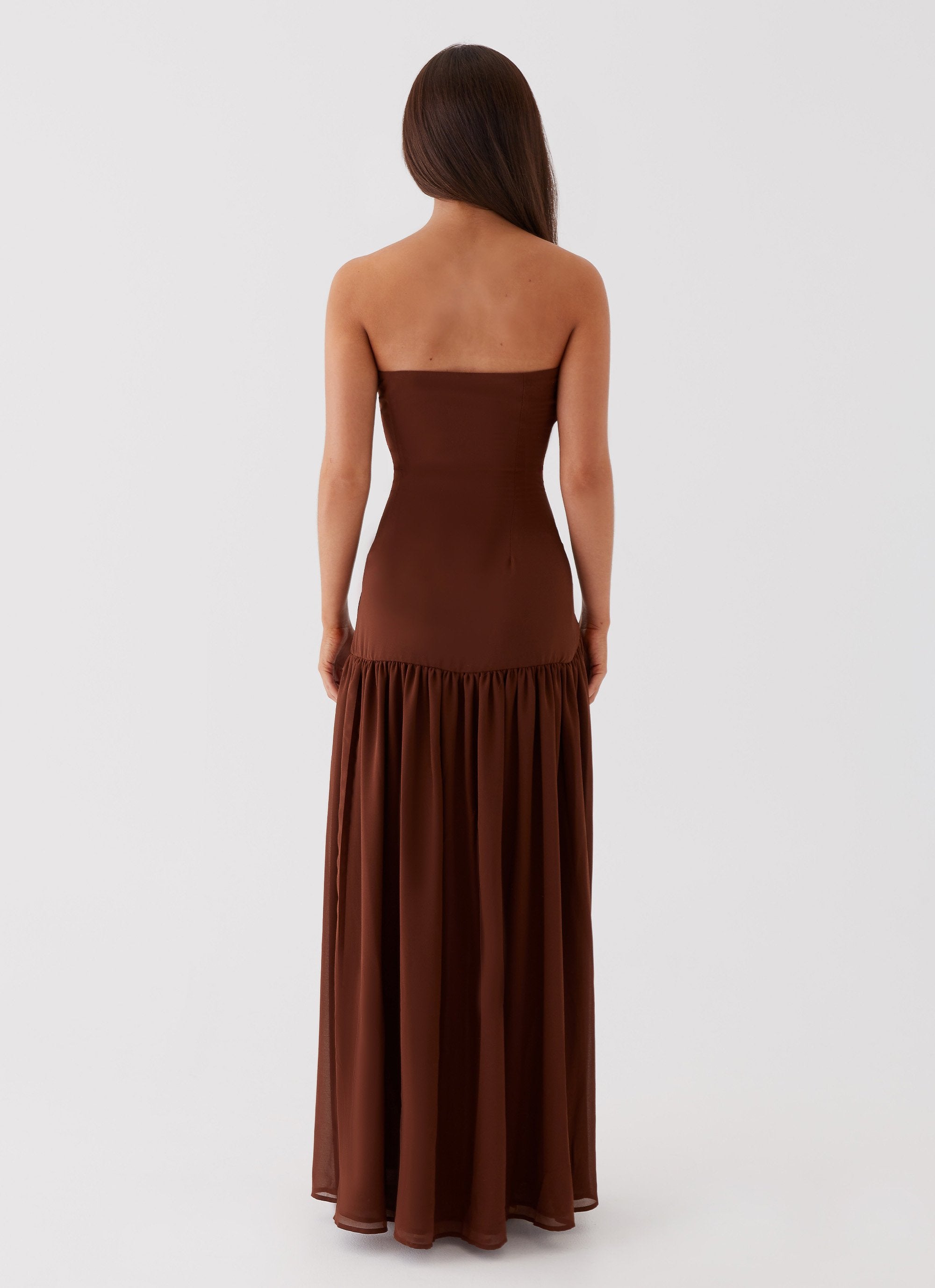 Zaya - Damen Trägerloses Fließendes Kleid Maxi