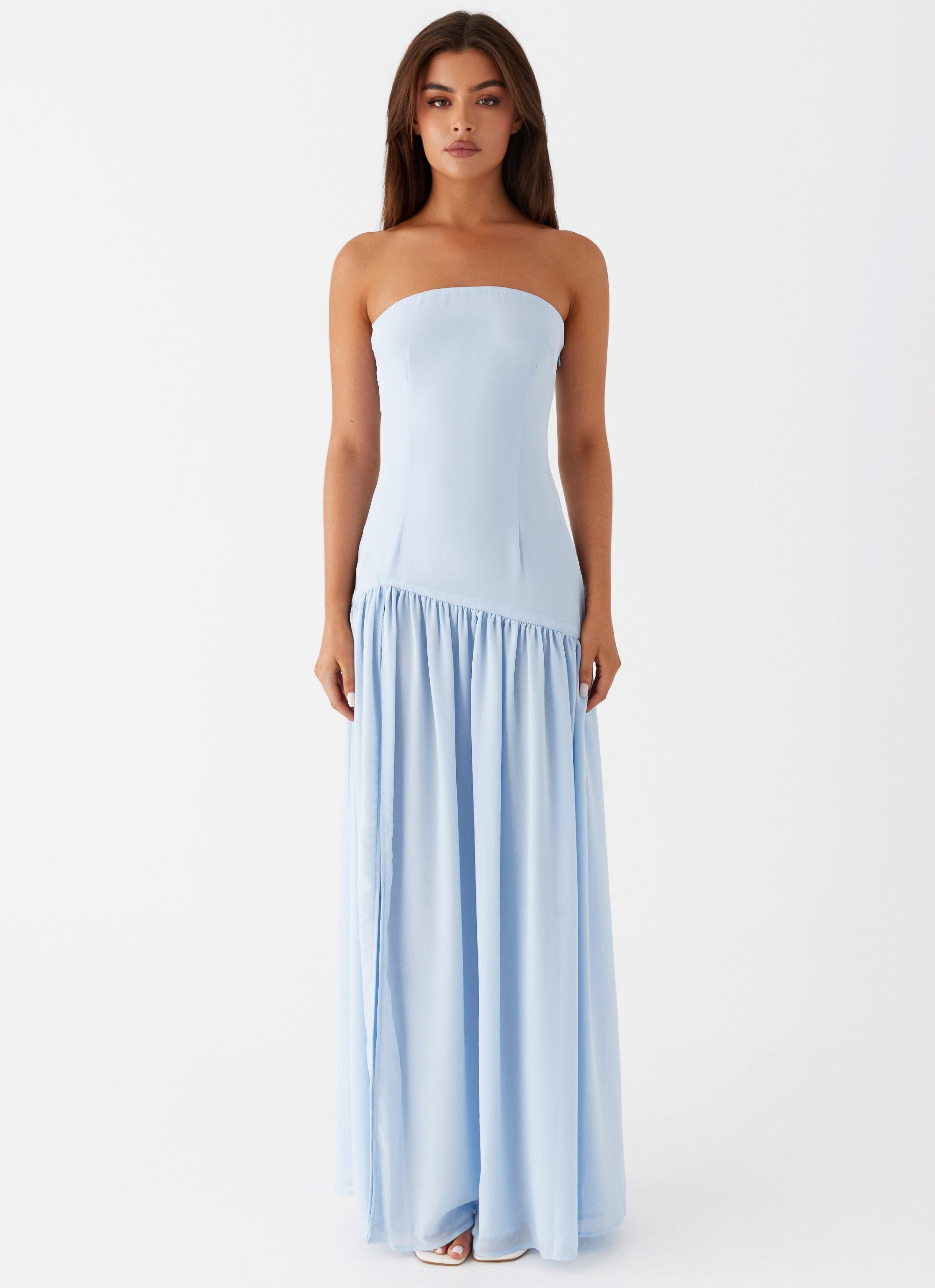 Zaya - Damen Trägerloses Fließendes Kleid Maxi