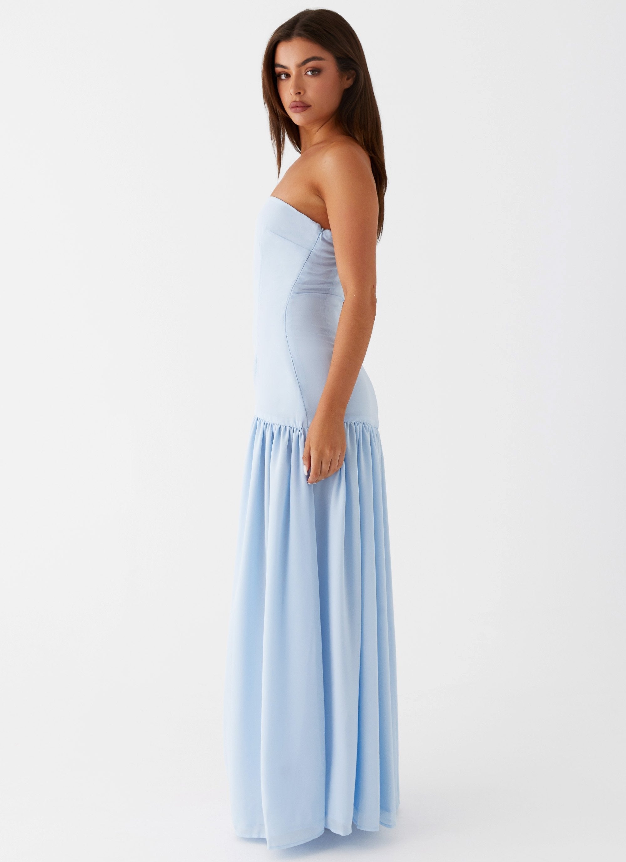 Zaya - Damen Trägerloses Fließendes Kleid Maxi