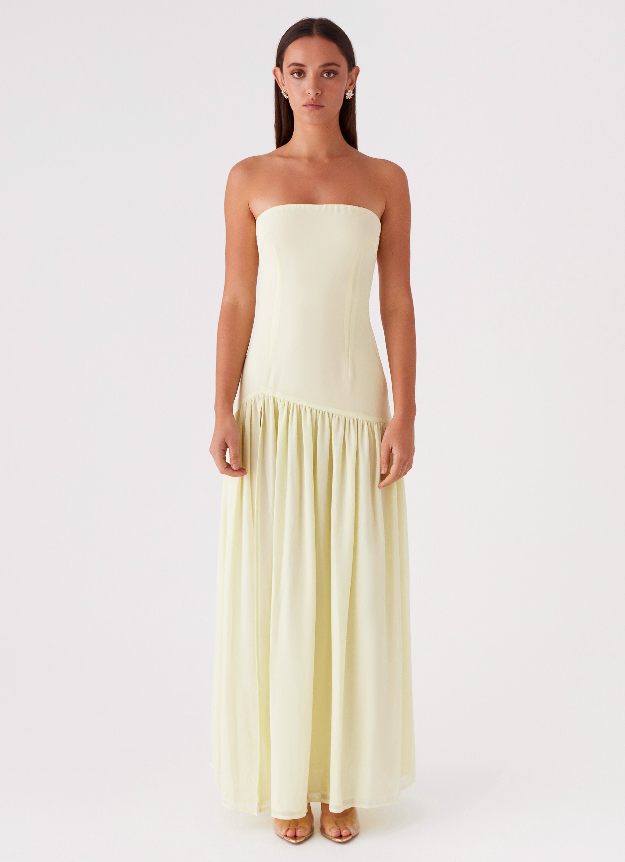 Zaya - Damen Trägerloses Fließendes Kleid Maxi