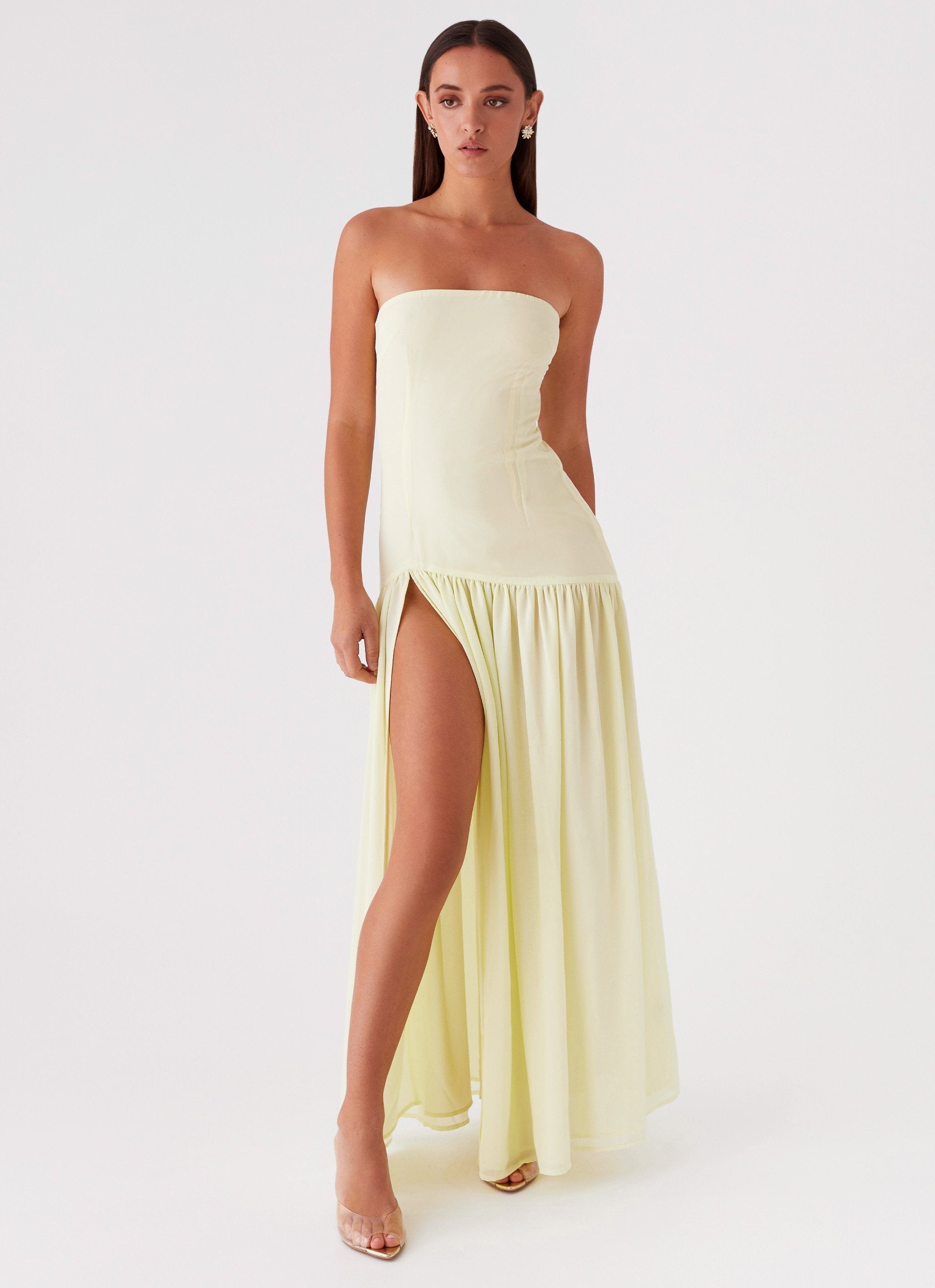 Zaya - Damen Trägerloses Fließendes Kleid Maxi