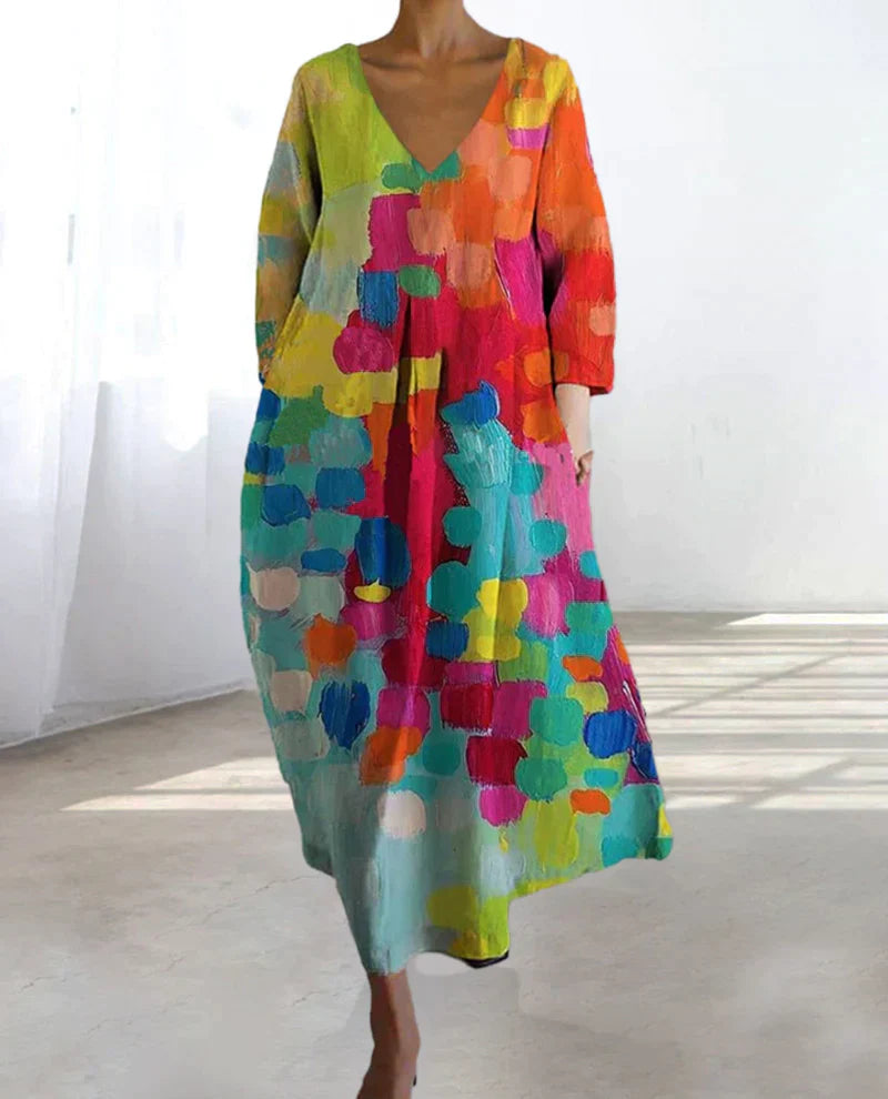 Nola - Buntes bedrucktes Kleid für Damen