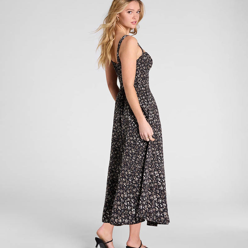 Veyla - Damen Blumenkleid mit Trägern Midi