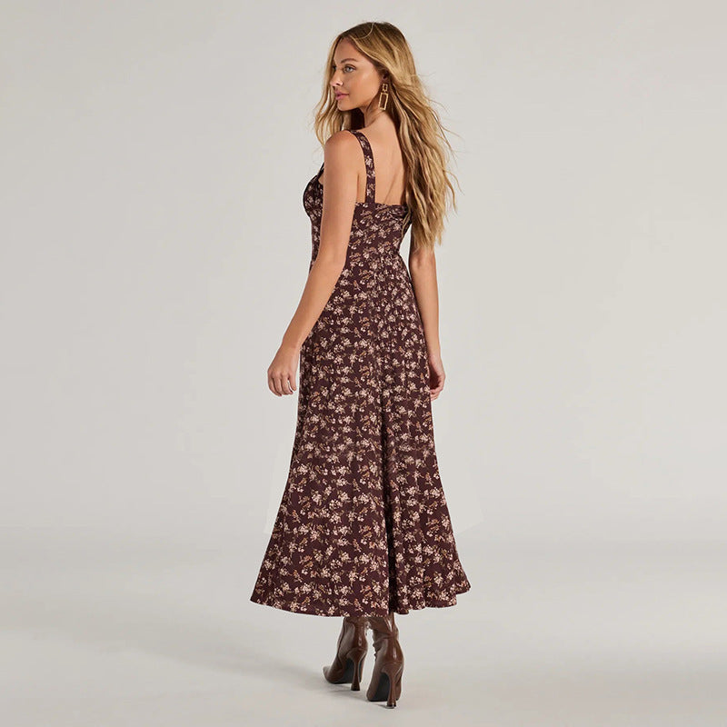 Veyla - Damen Blumenkleid mit Trägern Midi