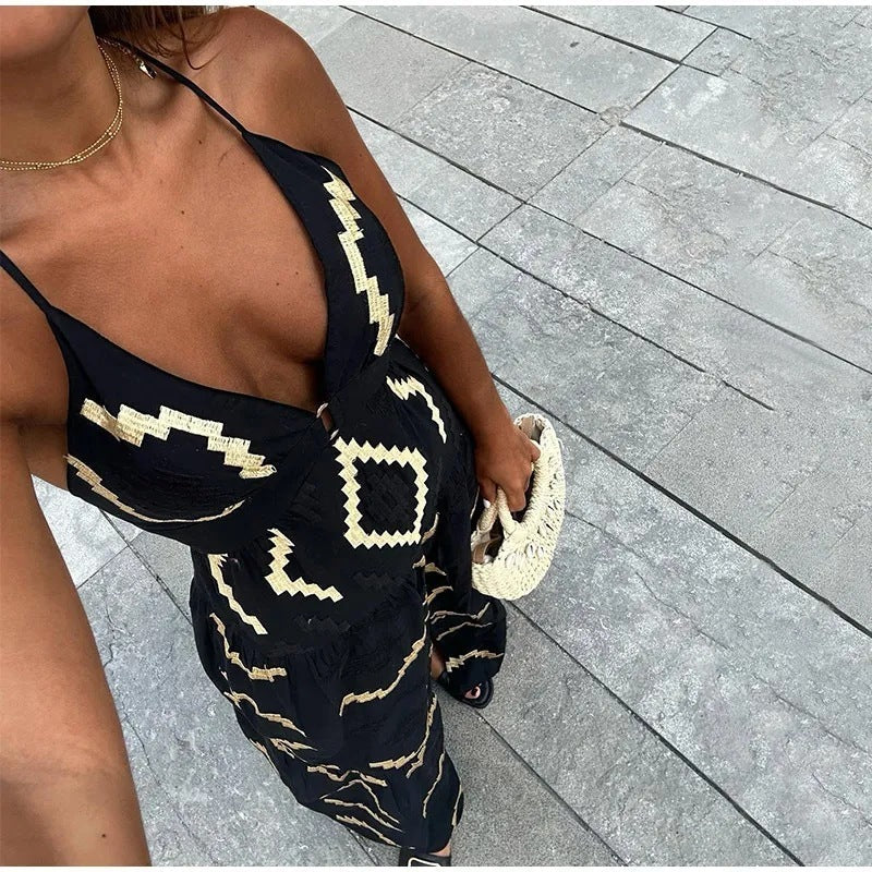 Alodia | Trägerloses Langes Neckholder-Kleid
