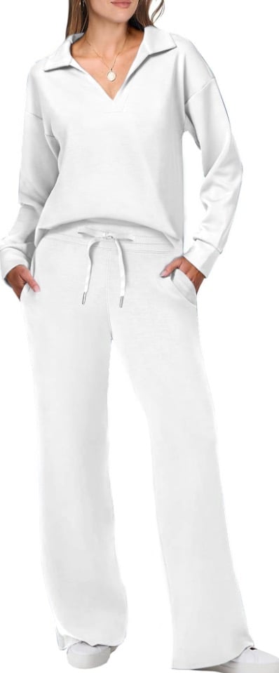 Damen Lässiges Pullover und Hosen Set V-Ausschnitt