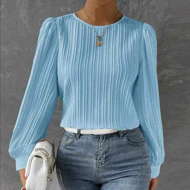 Damen Textur-Bluse Langarm