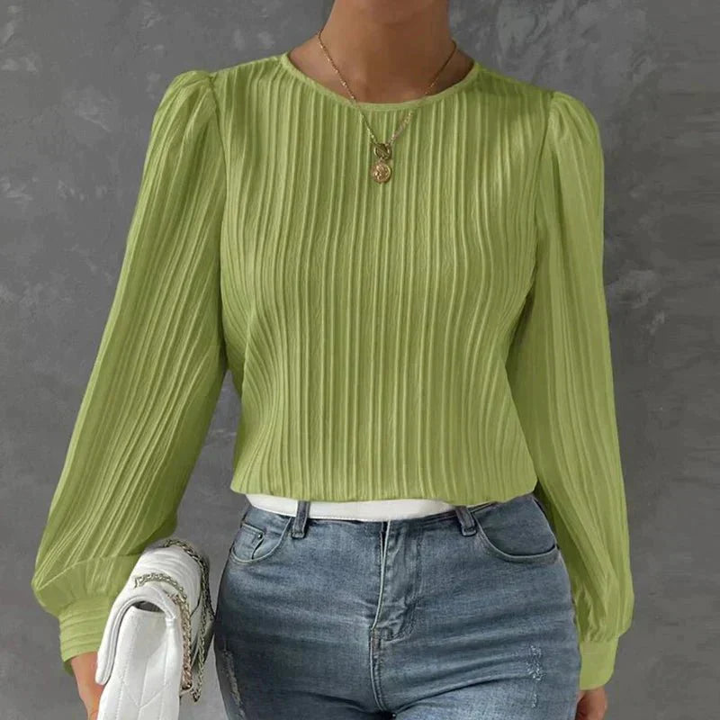 Damen Textur-Bluse Langarm