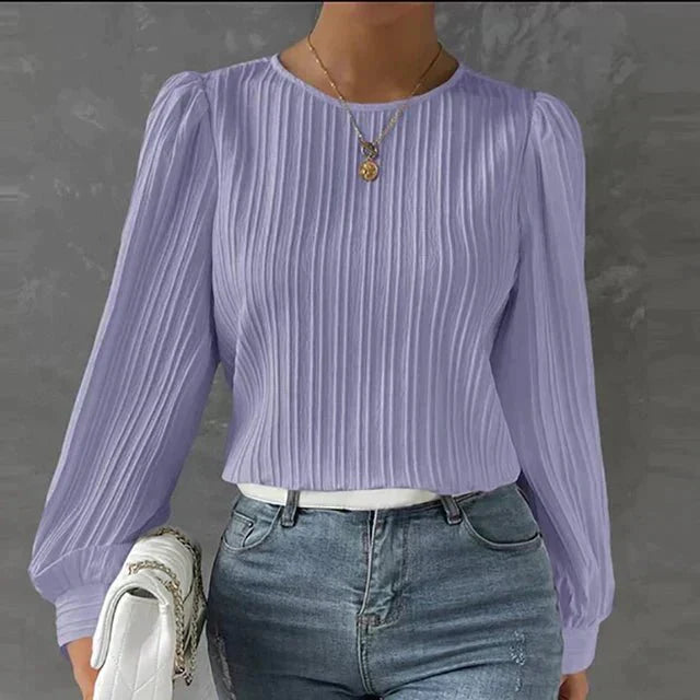 Damen Textur-Bluse Langarm