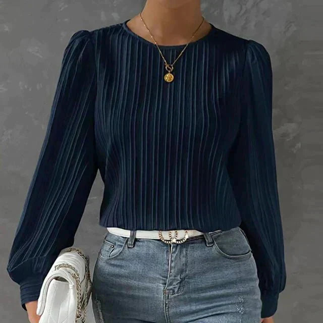 Damen Textur-Bluse Langarm