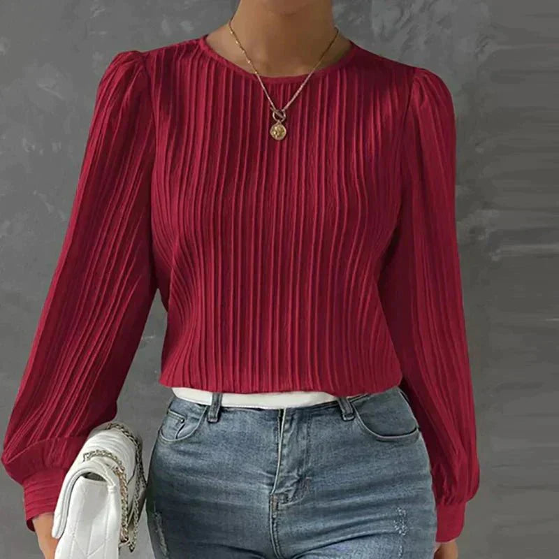 Damen Textur-Bluse Langarm