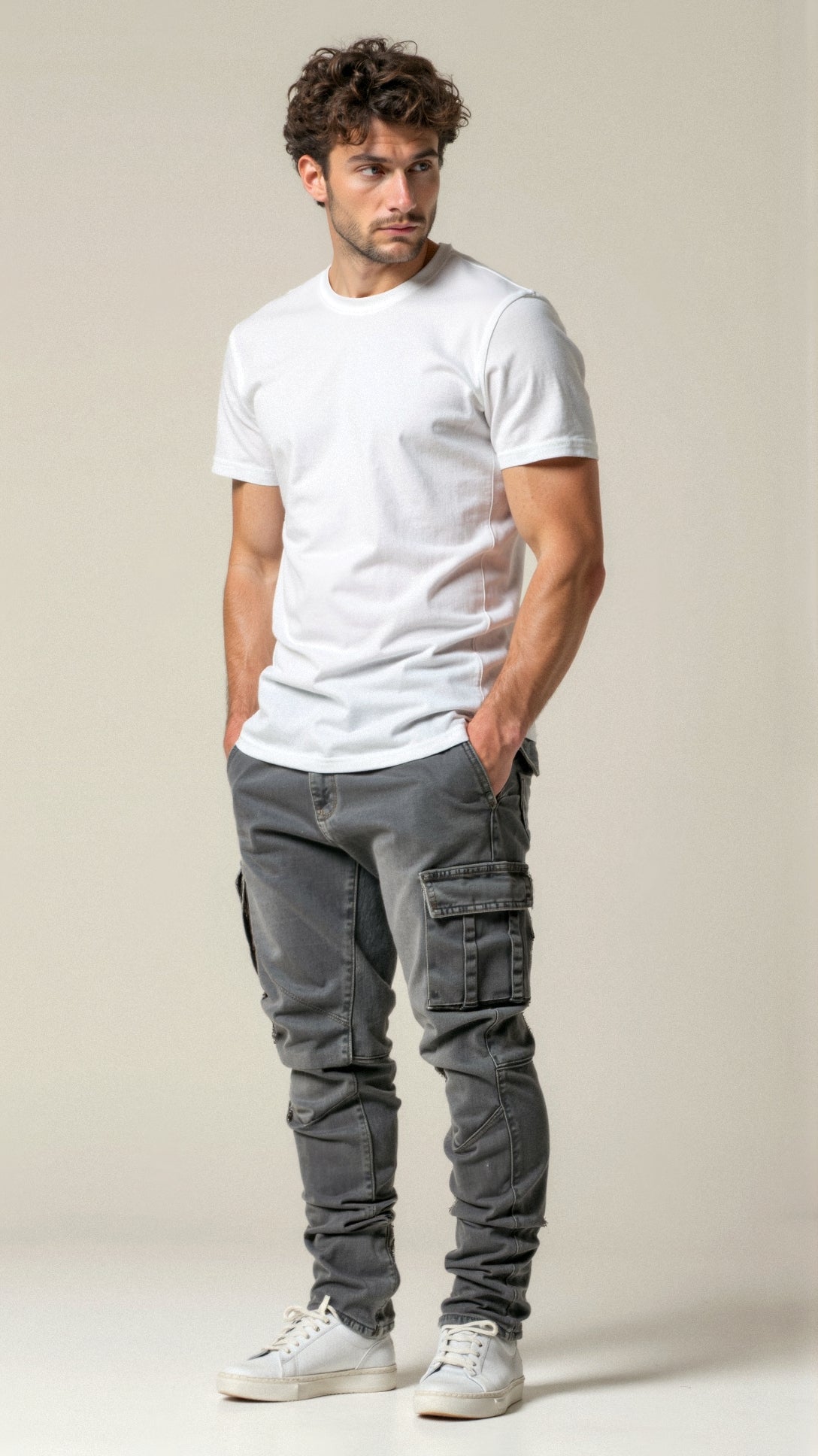 Herren Dehnbare Cargo-Jeans Slim Fit