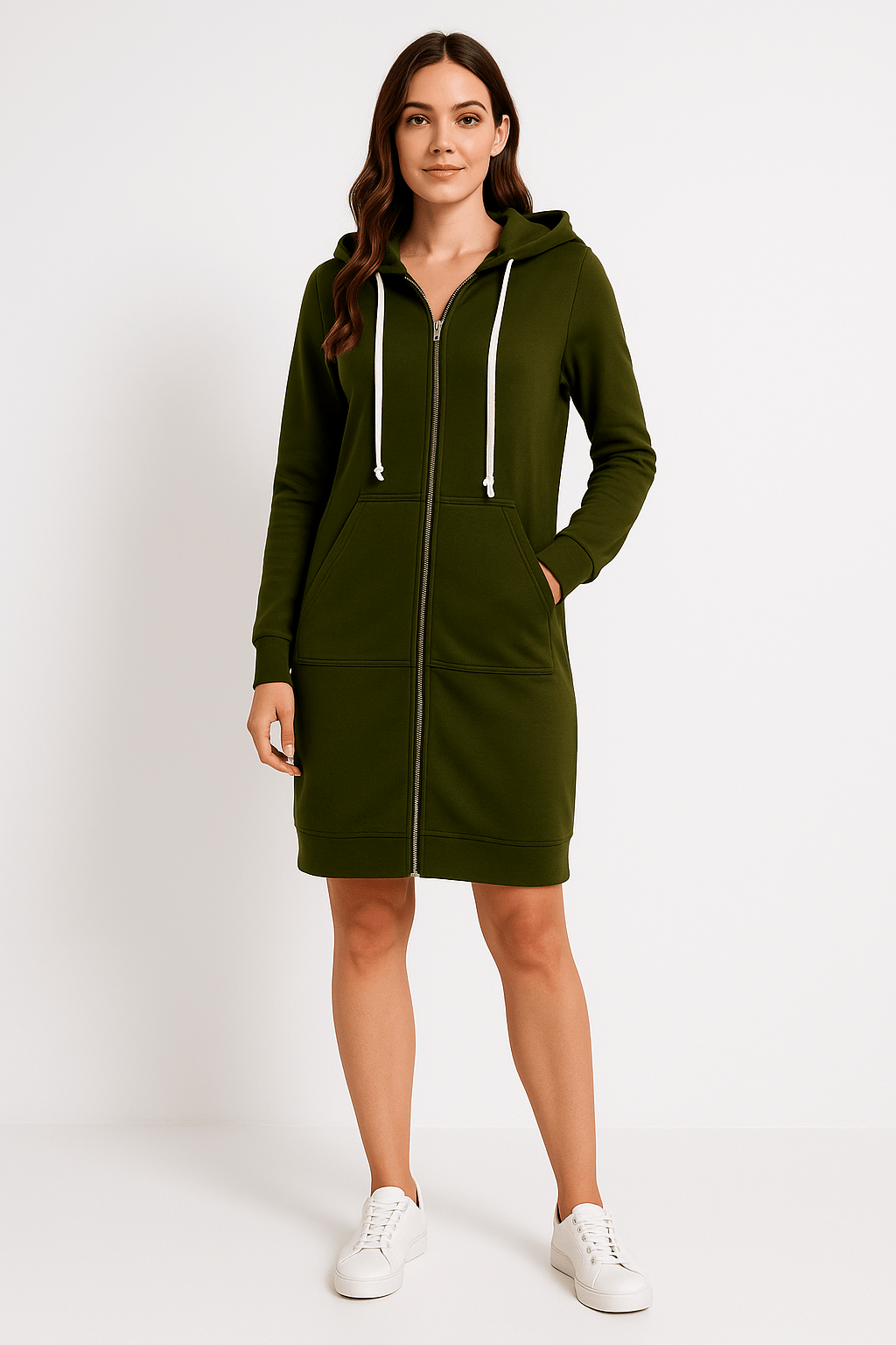 Damen Knielanger Hoodie Warme