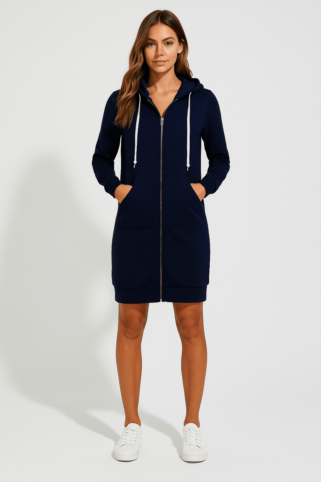 Damen Knielanger Hoodie Warme