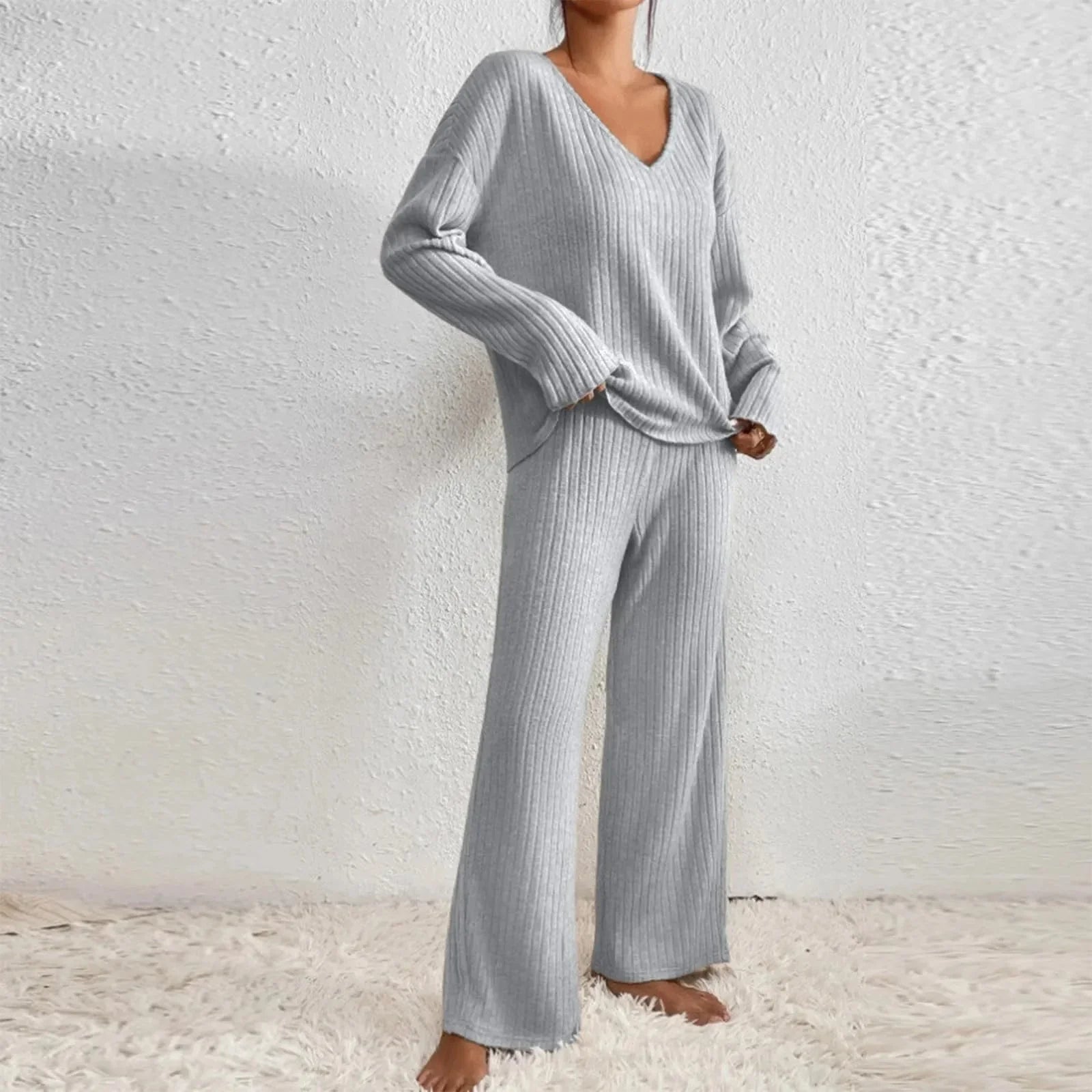 Damen Zweiteiliges Lounge-Set V-Ausschnitt