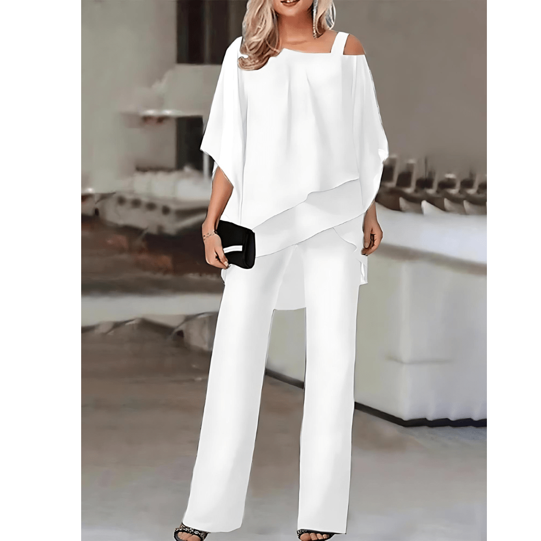 Damen Schulterfreies Oberteil und Hosen Set