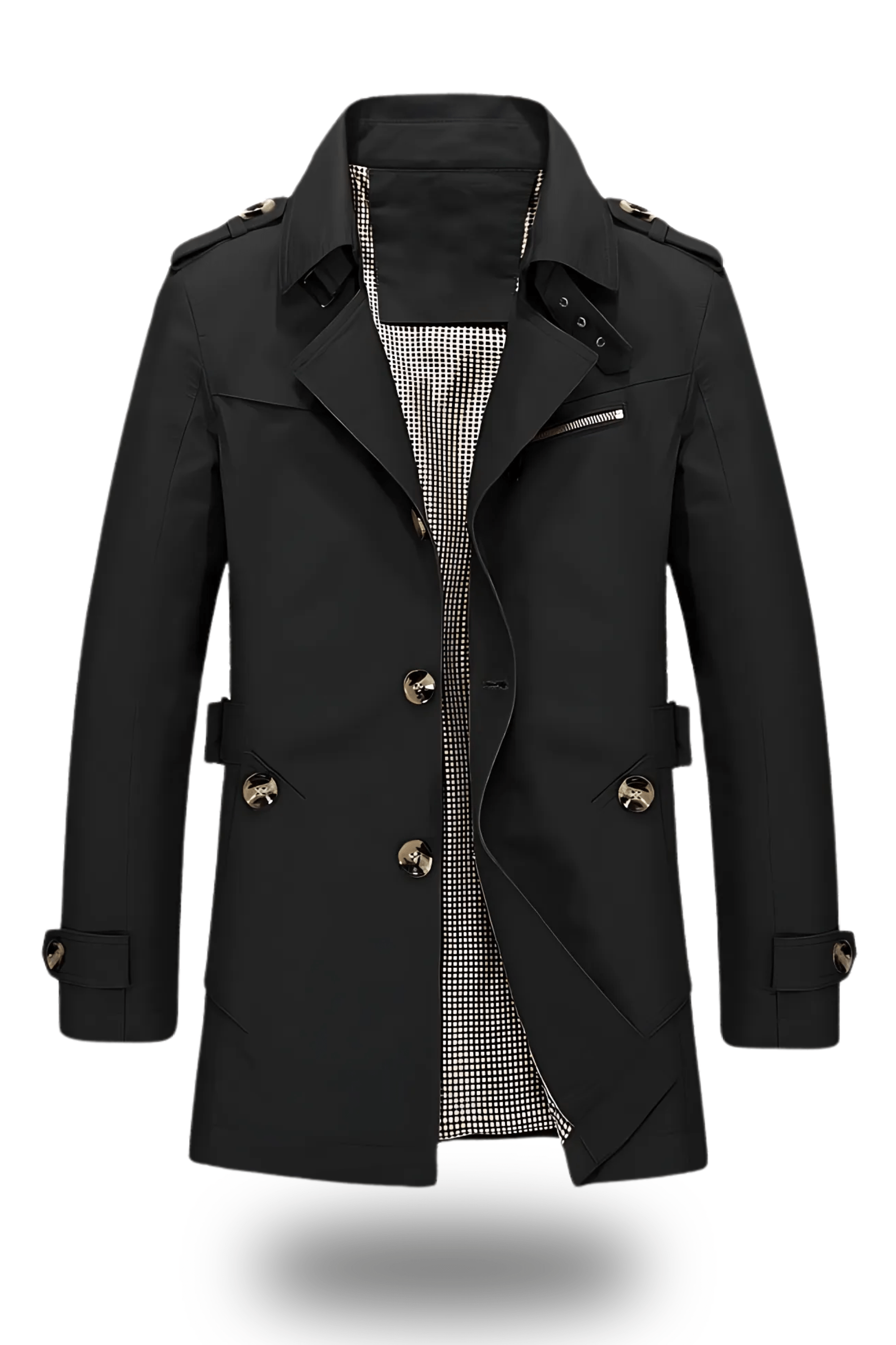 Herren Trenchcoat mit Umgelegtem Kragen Winter