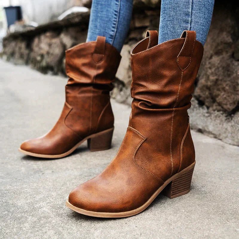 Damen Knitterstiefel Wasserdichte