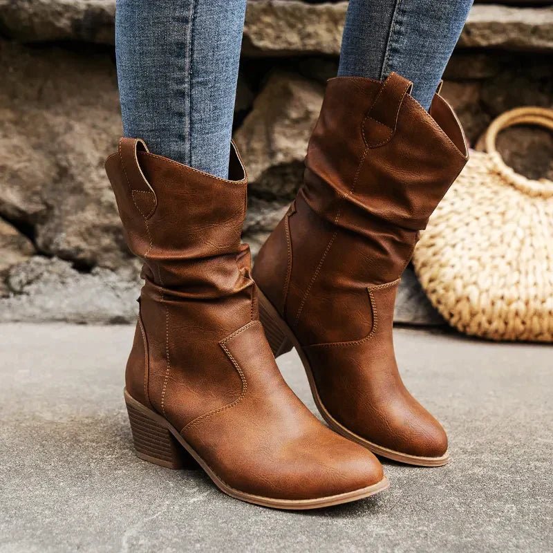 Damen Knitterstiefel Wasserdichte
