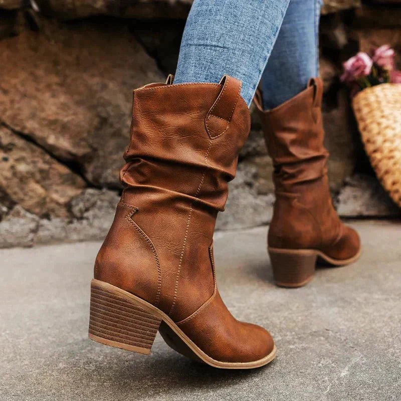 Damen Knitterstiefel Wasserdichte