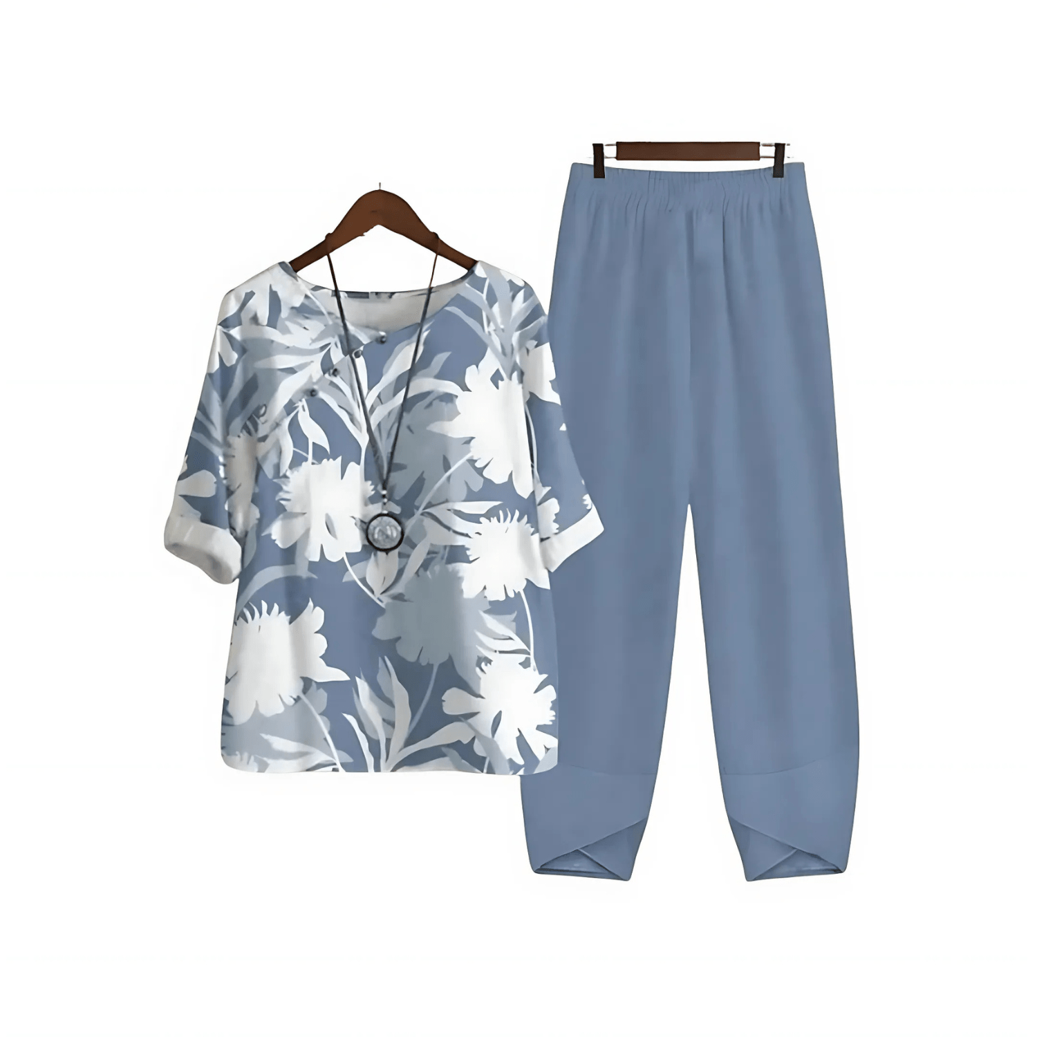 Damen Bedrucktes Blusen und Hosen Set Modisch