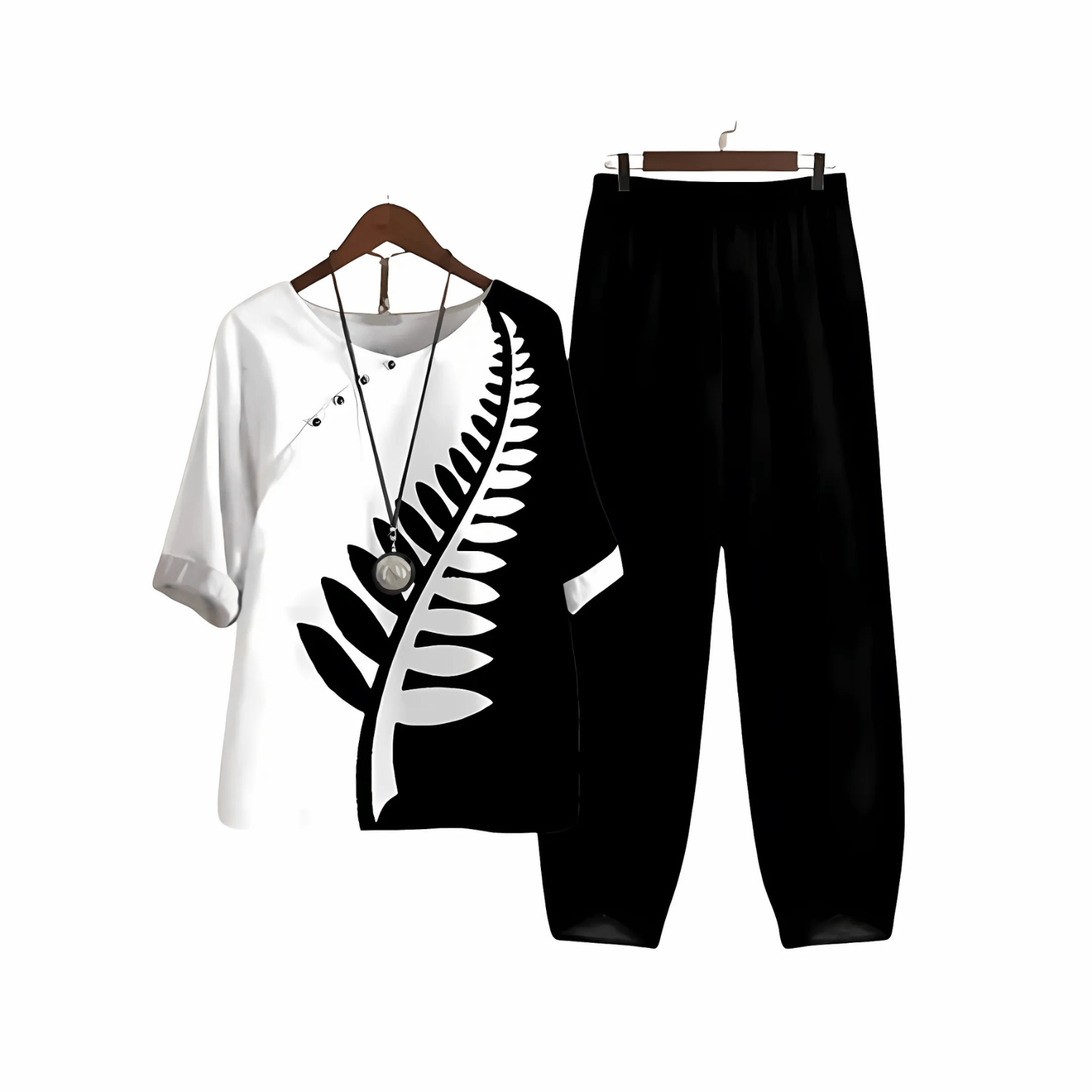 Damen Bedrucktes Blusen und Hosen Set Modisch