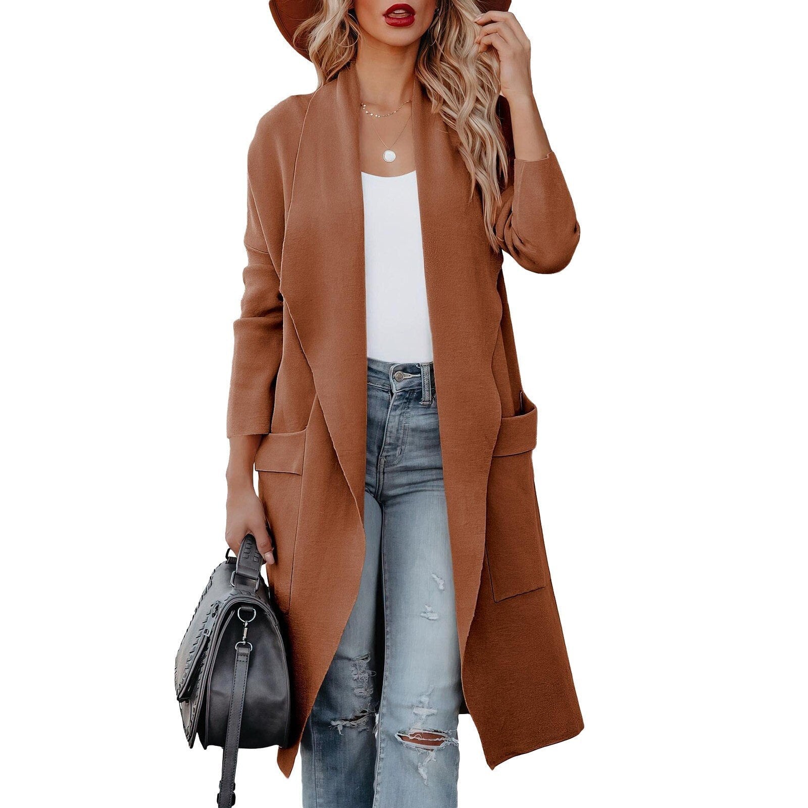 Damen Lange Strickjacke Winter