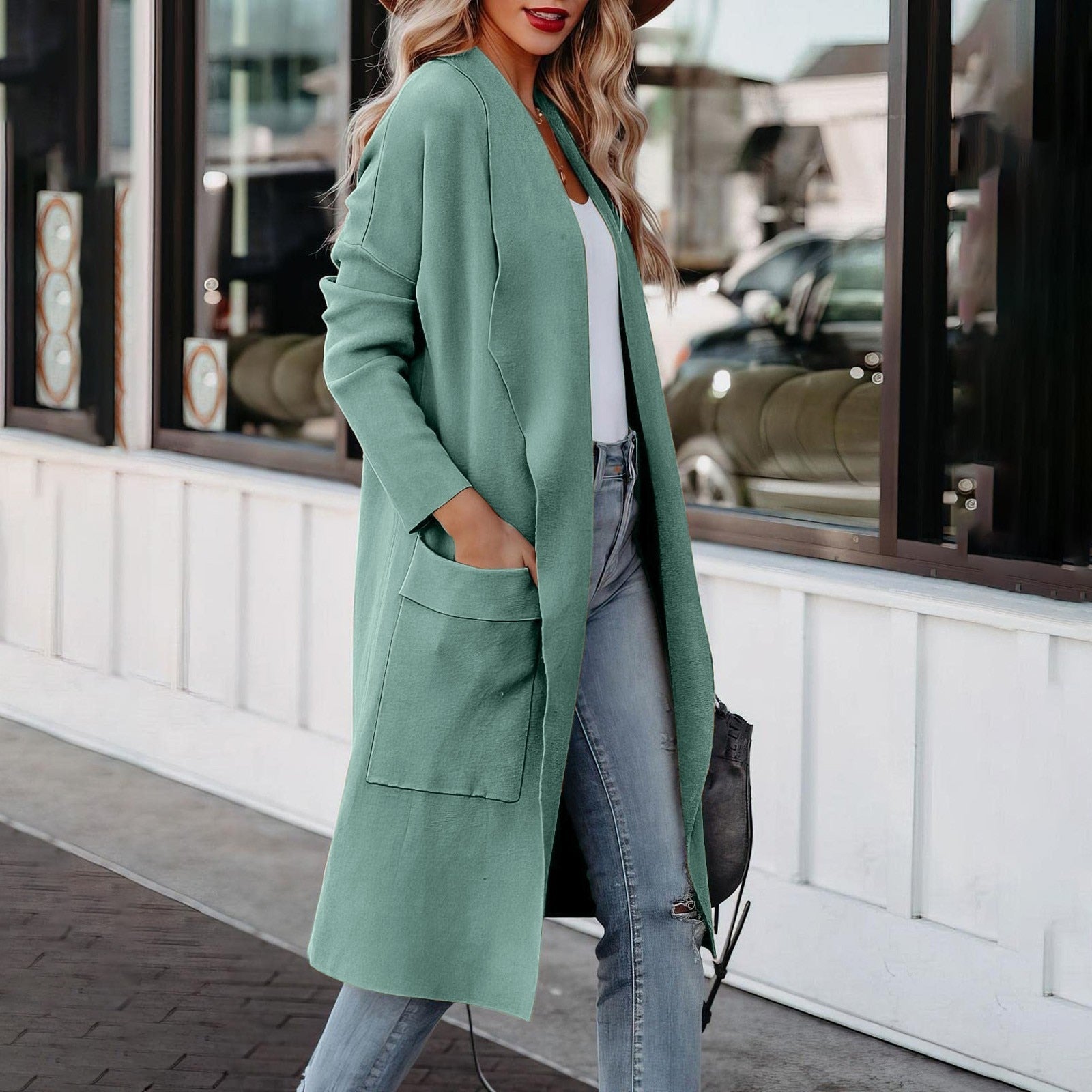Damen Lange Strickjacke Winter
