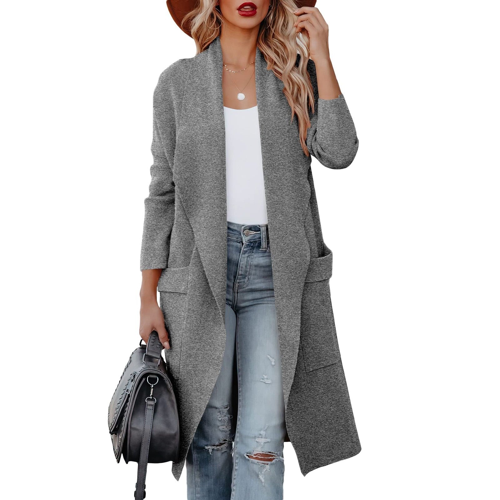 Damen Lange Strickjacke Winter