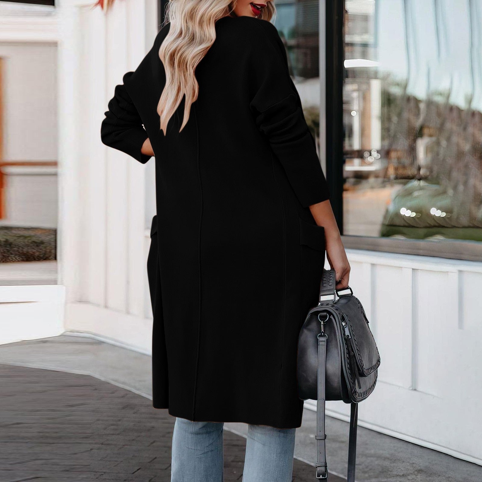 Damen Lange Strickjacke Winter