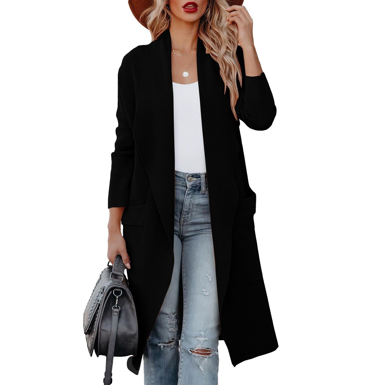Damen Lange Strickjacke Winter